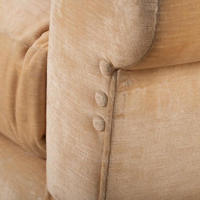 Baker Furniture Golden Beige Tufted Chesterfield Velvet Long Sofa For Sale - Image 12 of 12