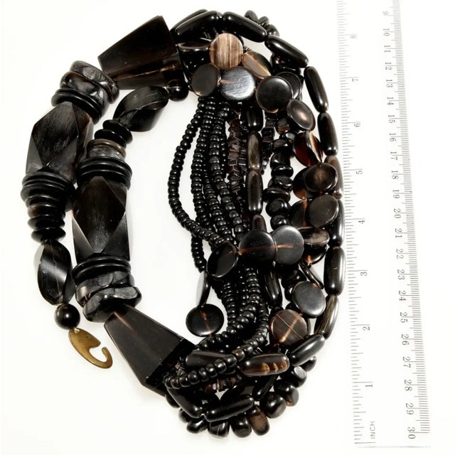 Abstract Vintage Gerda Lynggaard for Monies Necklace Black Ebony & Wood Dyed Horn For Sale - Image 3 of 5