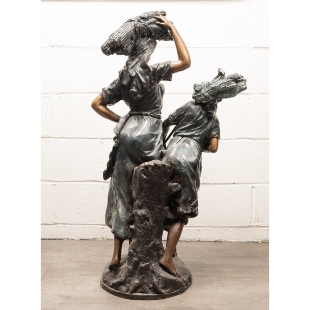 Late 19th Century Large Antique French Bronze Sculpture “Return From the Harvest” Attributed to Mathurin Moreau For Sale - Image 5 of 12