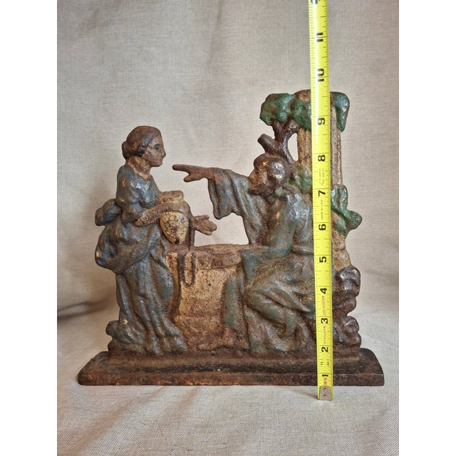 For your consideration is this exceptionally scarce, late 19th to early 20th-century antique figural cast iron doorstop...