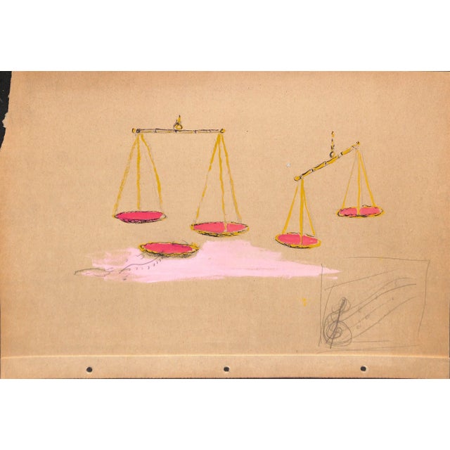 Sz: 10 7/8"H x 17"W Alexander Warren Montel (1921-2002) Fashion illustrator for House of Lanvin Paris in the 1950s...