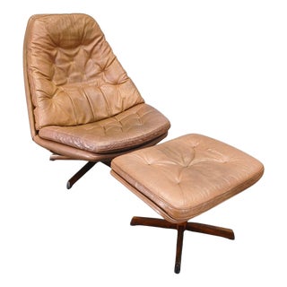 Set of MS68 Lounge Chair and Ottoman by Madsen & Schubell, 1960s For Sale