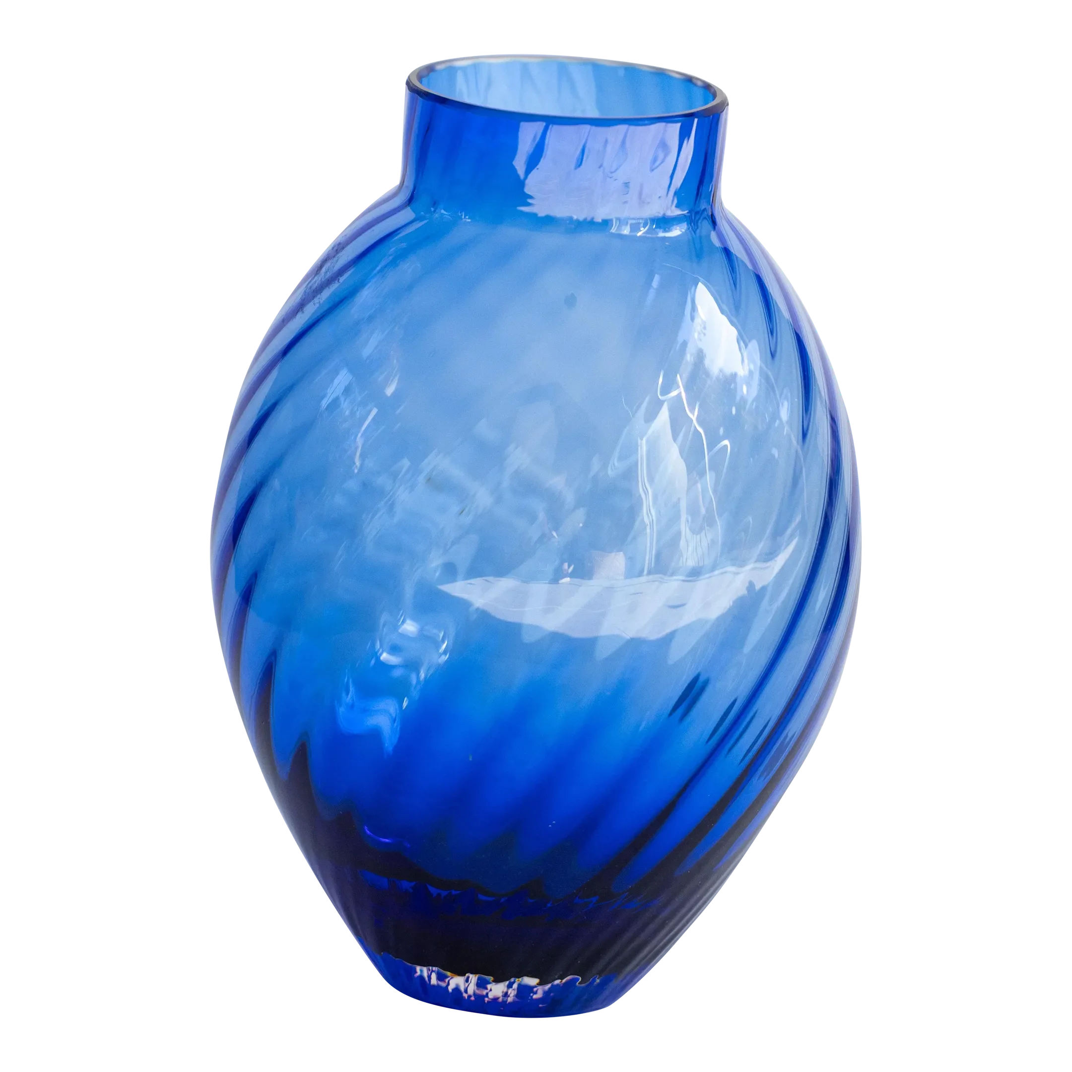 Mid 20th Century Tiffany & Co. Blue Spiral-Cut Glass Vase