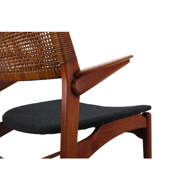 Mid-Century Modern Teak and Cane Vintage Dining Chairs by E Knudsen for Jensen & Lykkegaard - a Pair For Sale - Image 3 of 5