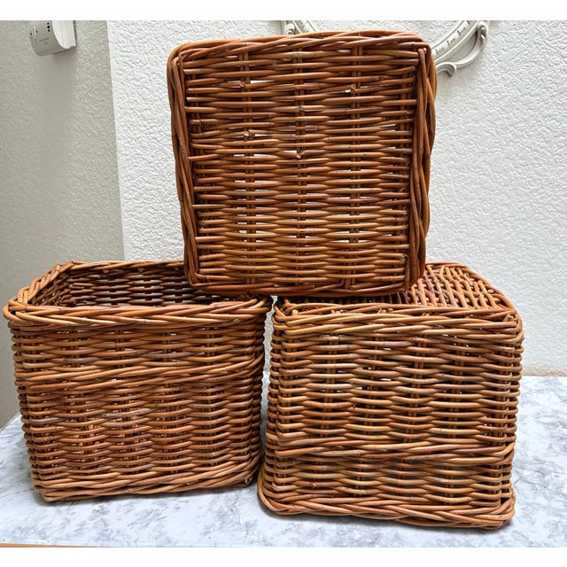 Rustic earthy storage and decor baskets with side opening handles. Set of three. Perfect for storage and or decor baskets....