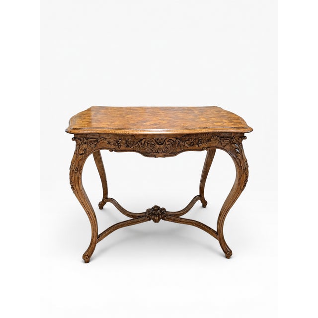 Antique French Louis XV Style Carved Walnut Table – Handled by Camard France For Sale In Boston - Image 6 of 13