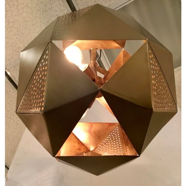 Arteriors Home Arteriors Contemporary Pierced Antique Brass Finished Geometric Tyson Pendant Light For Sale - Image 4 of 5