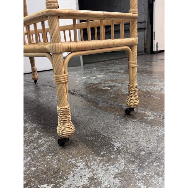 Tan Serena & Lily South Seas Rattan Bar Cart, Natural For Sale - Image 8 of 12