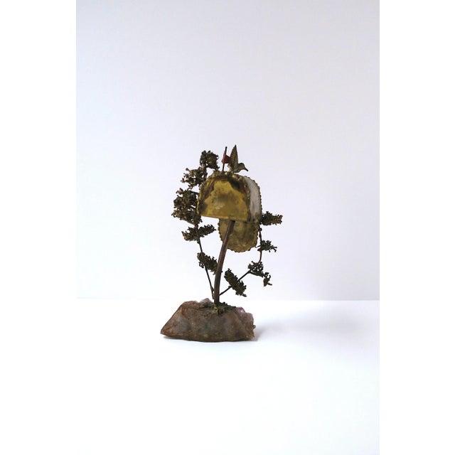 Metal Hummingbird Brass Amethyst Sculpture After Artist Silas Seandel, Circa Mid-20th Century For Sale - Image 7 of 11