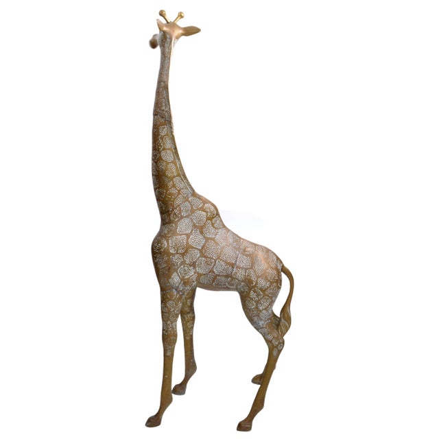 Mid-Century Modern Monumental Mid-Century Modern Hammered Brass & Bronze Giraffe, Animal Sculpture For Sale - Image 3 of 13