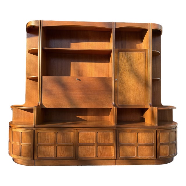 Mid-Century Modern 4pc Teak Modular Wall Unit by Nathan For Sale