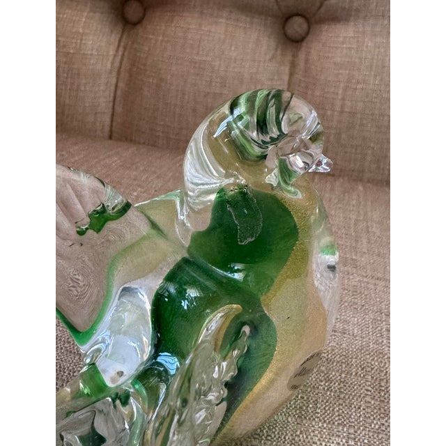 Vintage Murano Barovier Toso Yellow Blue Spots Gold Fleck Italian Art Glass Love Bird Figurine Paperweight For Sale - Image 9 of 12
