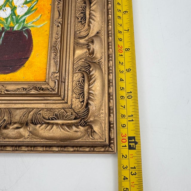 Original Floral Still Life Painting White Tulips in Gold Ornate Frame - Signed “Cathy” For Sale - Image 9 of 10