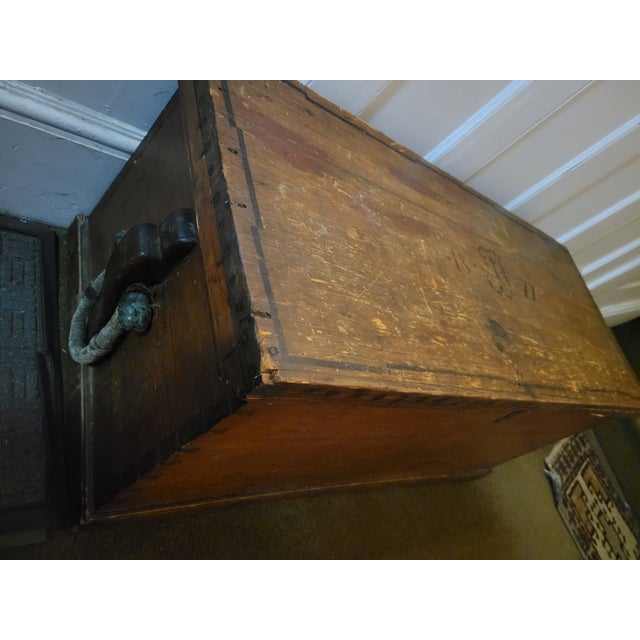 Antique Dated 1877 Pine Blanket Chest / Trunk with Original Painted Decoration Description Authentic late 19th-century...