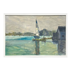 1990s Pascucci Sunset Docking 2 Oil Painting, Framed