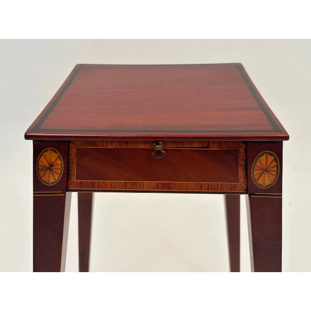 Wood English Vintage Mahogany & Satinwood Stand End Table With Candle Slide For Sale - Image 7 of 9