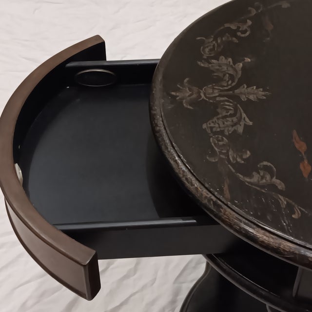 Vintage Hitchcock Ebonized Round Hooker Side/End Table For Sale In Chicago - Image 6 of 14