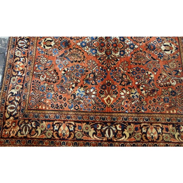 1920s 1920s, Handmade Antique Persian Sarouk Square Rug 4.1'x 4.1' For Sale - Image 5 of 7