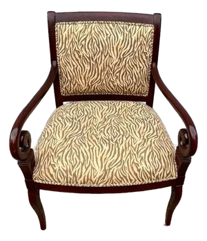 Late 20th Century Directoire Style Mahogany Stained Faux Leopard Printed Fauteuil Open Armchair