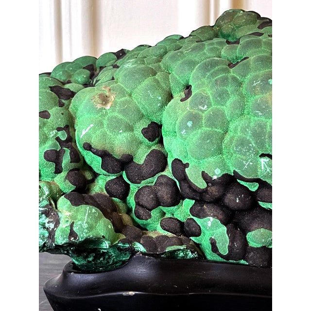 Early 20th Century Natural Malachite Rock on Display Stand as a Scholar Stone For Sale - Image 5 of 14