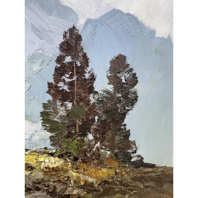 Cimon Della Pala Alpine Landscape with Dolomites, 20th Century, Oil on Canvas For Sale - Image 7 of 13