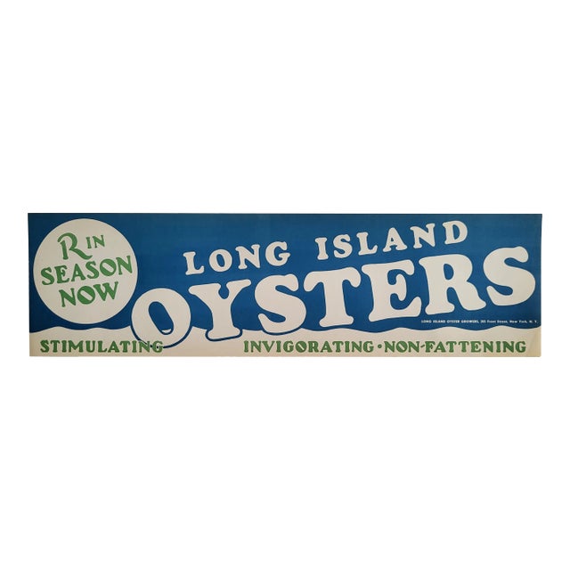 Mid 20th Century Long Island Oysters Advertisement For Sale