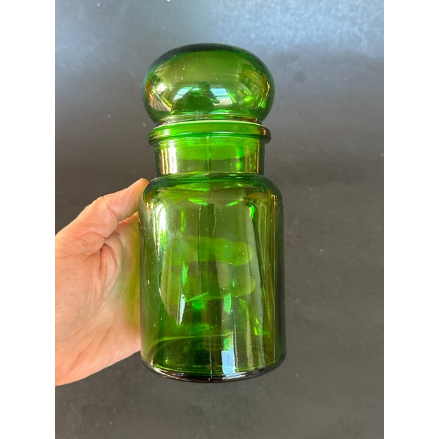 Vintage Green Glass Jar With Bubble Top For Sale - Image 11 of 12