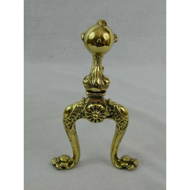 French Brass Fire and Dog Irons or Fire Tools, 19th Century For Sale - Image 4 of 11