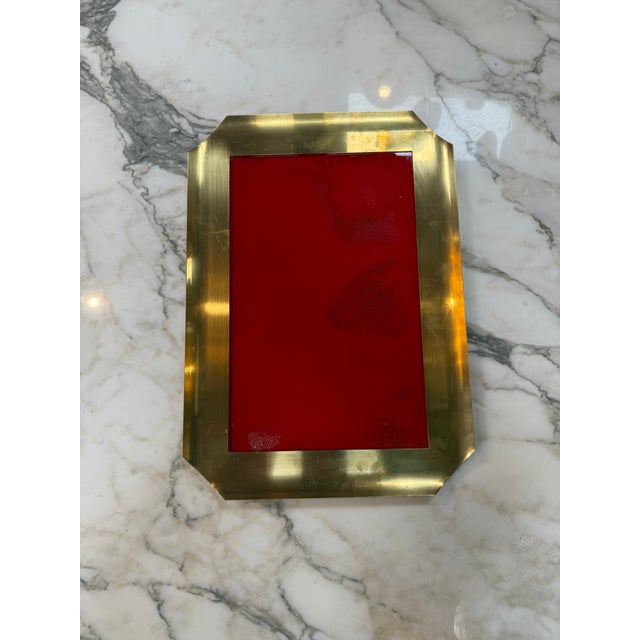 Vintage Bras Tray With Red Glass Insert For Sale In Los Angeles - Image 6 of 6