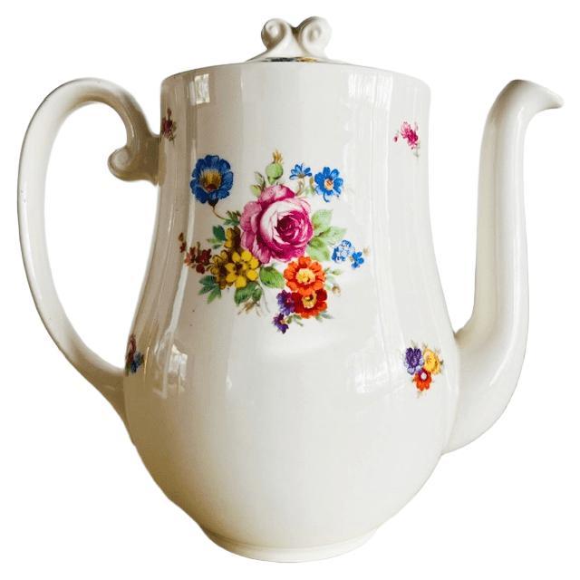 Ceramic Boudewijn Coffee Pot with Peony by Petrus Regout, Maastricht, 1930s For Sale - Image 7 of 7