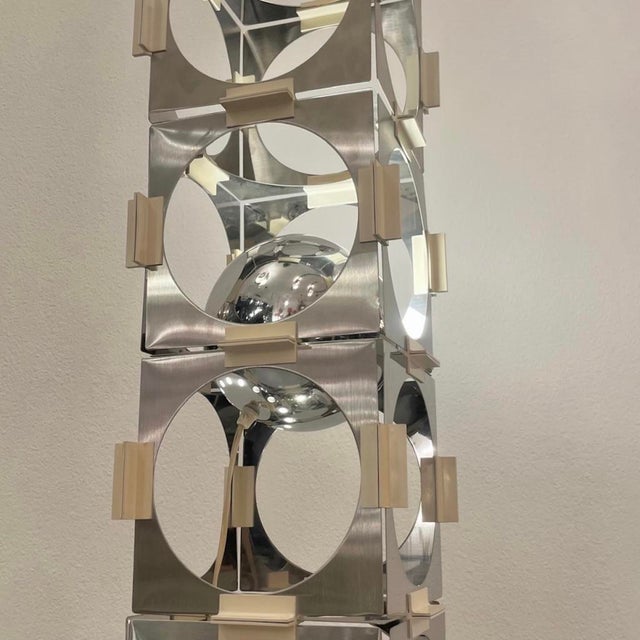1970s Modular Floor Lamp in Brushed and Polished Stainless Steel from Reggiani, Italy, 1970s For Sale - Image 5 of 17