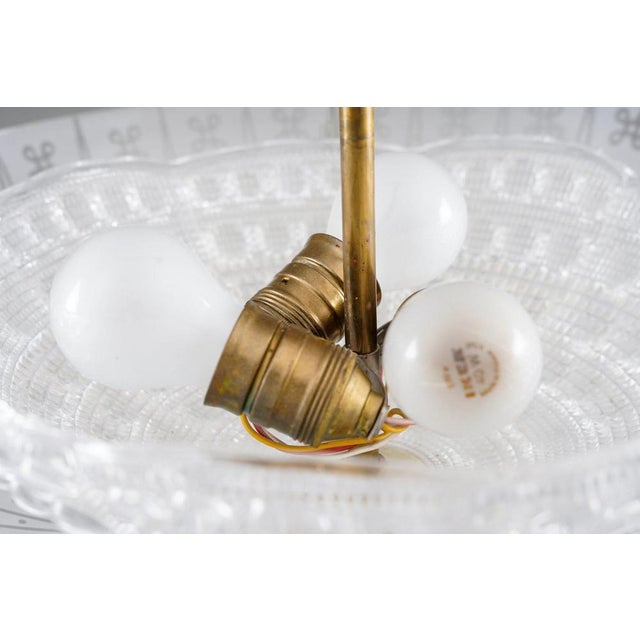 Swedish Modern Glass and Brass Pendant attributed to Orrefors, 1940s For Sale - Image 9 of 14