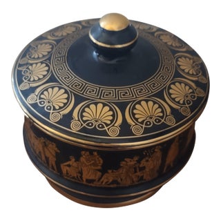 1970s Large Serving, Candy or Trinket Dish by St Hand-Made in Greece With 24kt Gold Trim. For Sale