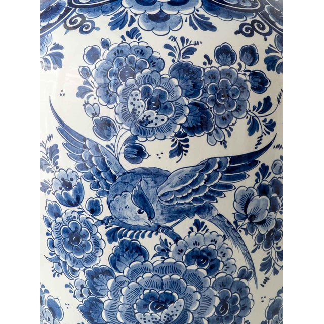 Monumental Hand-Painted Delft Blue and White Earthenware Vase by Velsen, 1950s For Sale - Image 3 of 10