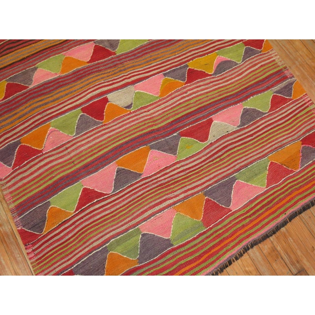 Boho Colorful 20th Century Turkish Kilim For Sale - Image 4 of 18