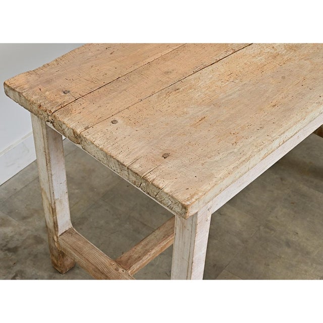 Brown English 19th Century Limed Beech Prep Table For Sale - Image 8 of 15