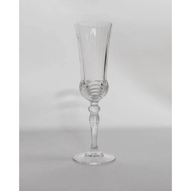 Vintage Italian Melodia Champagne Glasses in Cut Crystal, 1980s, Set of 8 For Sale - Image 4 of 11