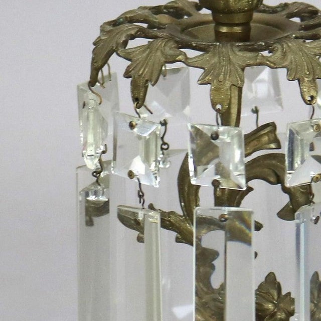 Pair of Bronze and Crystal Candle Holders With Marble Base C1890 For Sale - Image 6 of 6