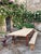 Antique French Folding Garden Table Set with Benches, Pine and Chestnut, 1890s, Set of 3 For Sale - Image 6 of 18