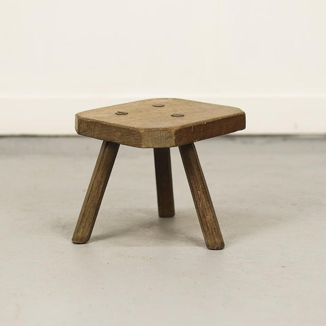 Primitive Wabi Sabi Farmhouse Stool / Side Table For Sale - Image 5 of 9