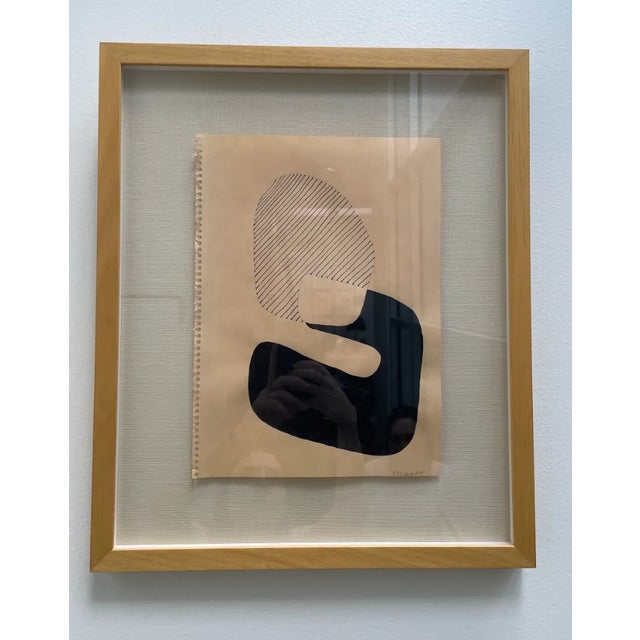 Wood Contemporary Abstract Mixed-Media Drawing, Framed For Sale - Image 7 of 7