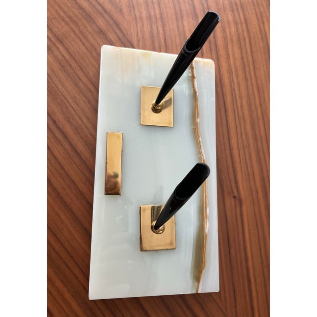 Mid-Century Modern 1950s Parker Pen Pedrara Onyx Desk Pen Set For Sale - Image 3 of 9