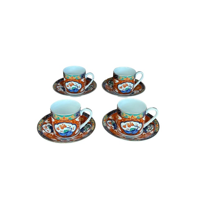 1970s 1970s Hand-Painted Dai Ichi Toki Imari Espresso Cups and Saucers - 8 Pieces For Sale - Image 5 of 12