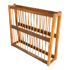 Vintage Wood Plate Platter Storage Rack