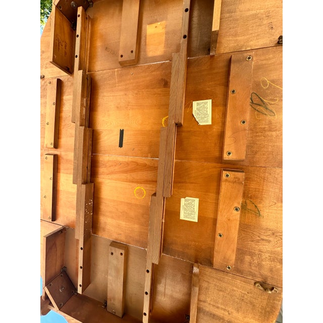 Brown Ethan Allen by Baumritter Solid Maple Dining Set | 8 Chairs | Original Hand-Fitted Leaves & Pads For Sale - Image 8 of 12