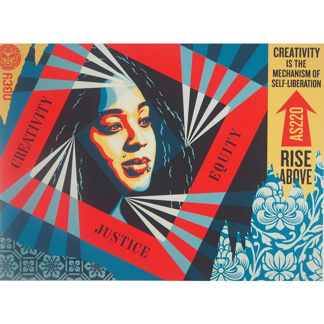 Shepard fairey aka obey giant (1970) creativity, equity, justice original color screen print signed and dated 2019 in...