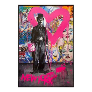 Mr. Brainwash " Charlie Chaplin New York " Lithograph Print Framed Pop Art Exhibition Poster For Sale