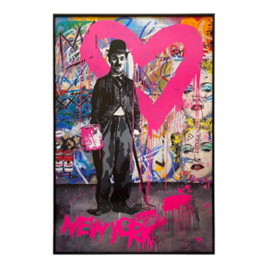 Mr. Brainwash " Charlie Chaplin New York " Lithograph Print Framed Pop Art Exhibition Poster