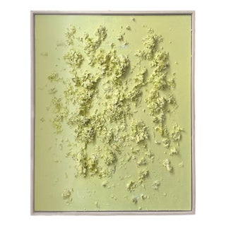 Dimensional Textured Abstract Painting in Soft Yellow by Covet Studio For Sale
