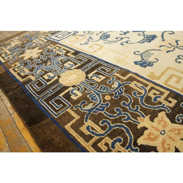 Spectacular Ivory Background Color and Brown Border With Medallion Pattern Antique Chinese Peking Rug For Sale - Image 12 of 12